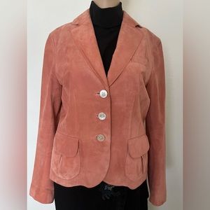 Ann Taylor-70's/80's Vintage, Coral, Leather Suede, Western, Jacket. Size-10‎
